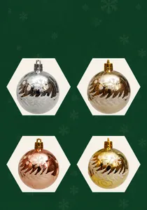 Detailed view of 6cm Christmas ornaments with hand-painted snowflakes in four festive colors