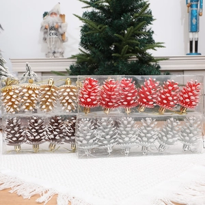 Set de colgantes de piñas de Navidad para decorar árboles con cordones oro y plata