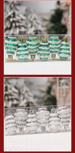 Detalle de adornos de árbol de Navidad con textura de nieve y purpurina en pack de 6