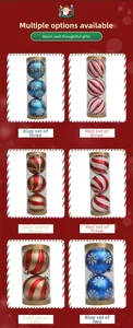 Close-up of assorted 10-15cm Christmas ball ornaments with festive glitter patterns