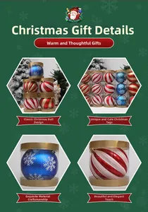 Detail view of colorful patterned Christmas pumpkin ornaments in cylindrical packaging