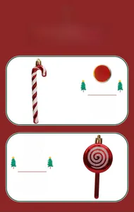 Detail of red and white striped candy cane and lollipop ornaments with glitter finish