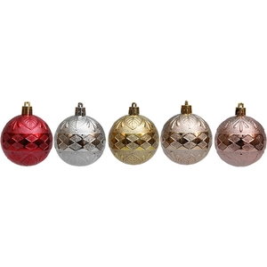 Palline di Natale 6cm con motivi a diamante in rilievo 3D per decoro dell'albero