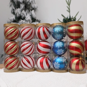 15er Set Weihnachts-Hängekugeln in 5 Röhren mit festlichen Streifen und Schneeflocken