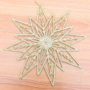 Adorno navideño de estrella dorada con purpurina y cordel para decoración de árbol de Navidad