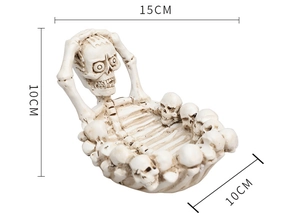 Skull resin decorative tray dimensions 15x10x10cm shown against a clean white background