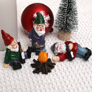Funny Garden Gnome Statue Set Resin Drunken Gnomes Figurines For Outdoor Patio Yard Miniature Bonfire Micro Landscape Decor