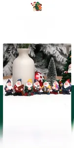 Set of seven resin Christmas gnomes with tools for home garden and cake decoration