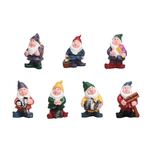 7-piece colorful miniature garden gnomes resin figurine set for outdoor decoration