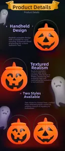 Detail of Halloween pumpkin buckets with triangle and crescent eyes and sturdy handles