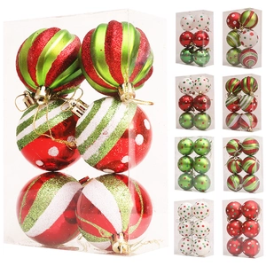 6cm red, white and green hand-painted Christmas balls set with diverse patterns