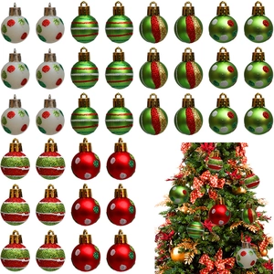 Painted Christmas Ball Ornaments Plastic Glitter Hanging Balls For Christmas Tree Holiday Home Party Festive Decoration