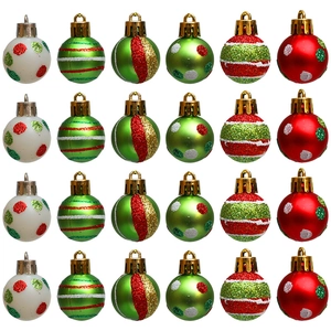 24-piece 3cm colorful painted Christmas ball set with red, green and white festive patterns