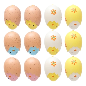 Set di 12 pulcini di Pasqua in guscio d'uovo, decorazioni fai-da-te con design colorati