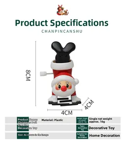 Detailed view of wind-up Santa Claus toy dimensions 8x4x4cm and lightweight plastic material