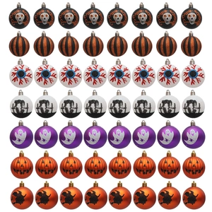 56-piece Halloween decorative ball ornaments set with ghosts and pumpkin patterns