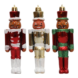 Drei glitzernde 13 cm Nussknacker-Soldaten-Anhänger für den Christbaumschmuck im Set