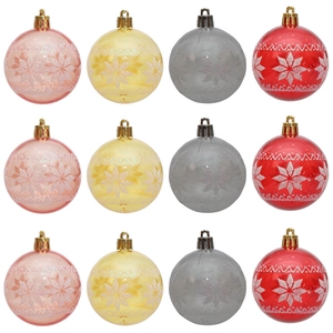 Bolas de Navidad de Plástico PET Transparentes Pintadas Con Patrón de Copos de Nieve Para Decoración de Árbol Fiesta Hogar