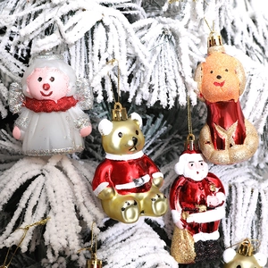 Set de adornos para árbol de Navidad con figuras de ángel, oso dorado, cachorro y Papá Noel