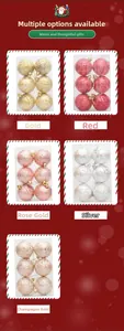 Détails de boules de Noël de 6cm avec motifs en relief et attaches en cinq coloris