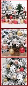 Detail van reliëf kerstballen van 6 cm in rood, goud en zilver voor kerstboomdecoratie