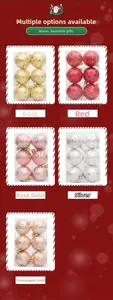 Detail of 6cm Christmas ornaments with embossed stars and glitter in multiple colors
