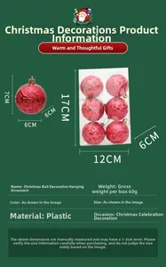 Détails des boules de Noël rouges de 6cm avec relief flocon et dimensions précises
