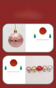 Close-up of 6cm Christmas ball ornaments featuring 3D embossed stars in five colors