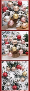Close-up of 6cm Christmas ornaments featuring 3D star embossing and metallic finishes