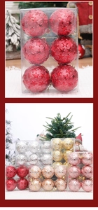 Close-up of 6cm Christmas ball ornaments with star relief, glitter and electroplated finish