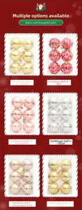 Details von 6cm bemaltem Weihnachtsschmuck mit Metallic-Finish und Glitzermuster