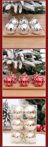 Details von 6cm bemaltem Weihnachtsschmuck mit Glitzernetz in festlicher Verpackung