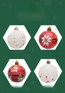 Detail of Christmas tree balls with snowflake patterns and star sequins in four styles