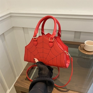 Gothic Spider Web PU Leather Crossbody Bag For Women Halloween Fashion Handbag Unique Sewing Pattern Shoulder Bag Purse