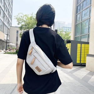 Minimalist beige sports saddle bag crossbody phone purse for outdoor casual activities