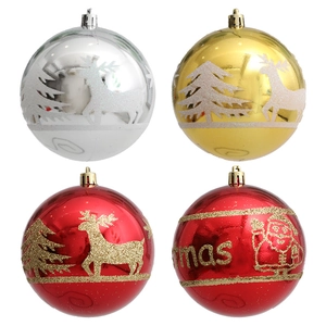 Bolas de Navidad Pintadas Con Patrón de Reno y Árbol Adornos de Plástico Irrompible Decoraciones Colgantes de Fiesta