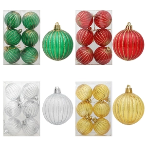 Kunststoff Bemalt Gerippt Glitzer Kürbis Weihnachtskugeln Ornamente Für Weihnachtsbaum Feiertag Party Heimtextilien Hängende Kugeln
