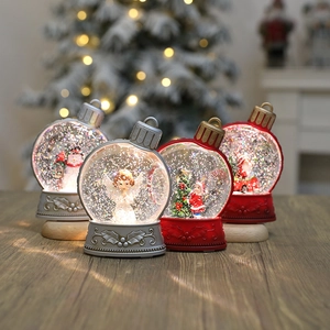 Lanterna Palla di Neve di Natale con Acqua LED Luminoso Ornamento Glitter Babbo Natale Angelo Pupazzo di Neve Decorazioni Natalizie Regalo