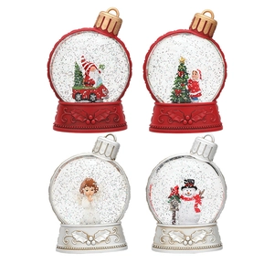 Set di 4 lanterne natalizie con Babbo Natale, pupazzo di neve, angelo e albero