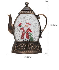 Lanterna natalizia a bollitore con Babbo Natale e glitter, 13,5 cm x 10,5 cm