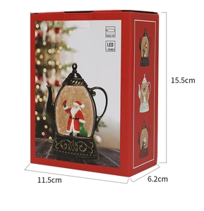 Bollitore con palla di neve natalizia, Babbo Natale, misure 15,5x11,5 cm, luce LED inclusa