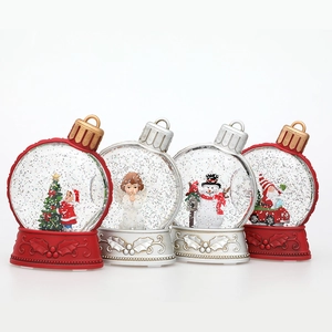 Set di 4 lanterne natalizie con Babbo Natale, pupazzo di neve, angelo e decorazioni