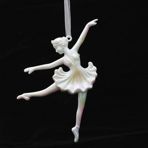 Iridescent ballerina angel ornament with white pearl finish for festive holiday hanging decor