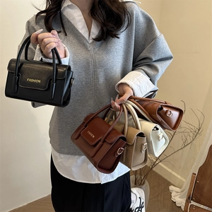 Sacs à main carrés minimalistes en noir, marron, kaki et crème avec bandoulière