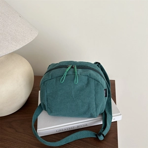 Damen Cord Umhängetasche Casual Muschelform Messenger Bag Mit Verstellbarem Riemen Doppelreißverschluss Einfarbig Schultertasche