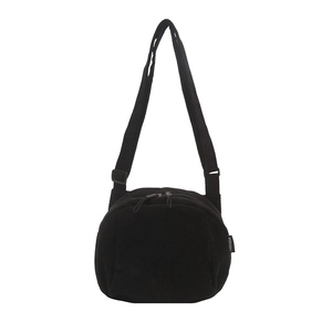 Minimalistische schwarze Cord-Umhängetasche mit Muschel-Design und verstellbarem Riemen