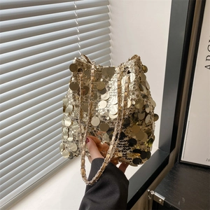 Borsa a Secchiello con Paillettes da Donna Borsa a Tracolla con Catena Borsa a Tracolla per Banchetti per Feste Serali Borsa Lucida