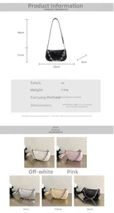 Tabella taglie e vista multicolore della borsa a tracolla in PU con motivo a pietra