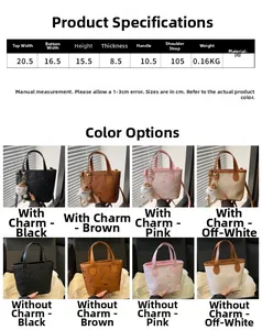 Tableau des tailles pour mini sac seau en similicuir avec bandoulière et motifs de dessin