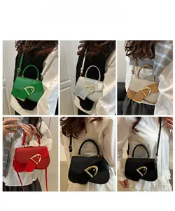 Collage of fashion crossbody bags in five colors with sparkling sequins and metal buckle
